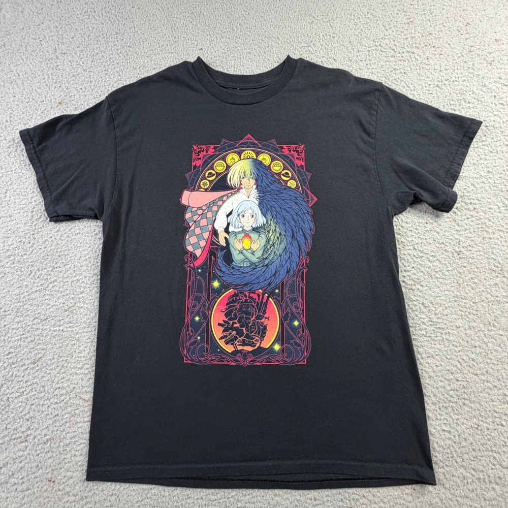 VTG Howls Moving Castle 2004 Studio Ghibli Anime Black Shirt Mens L Her Universe